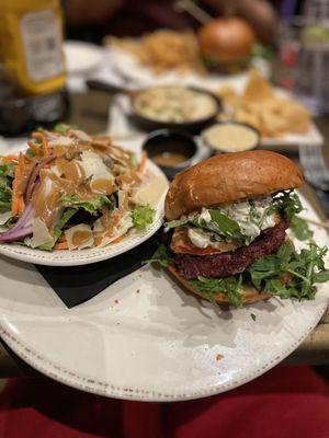 Elk burger and side salad