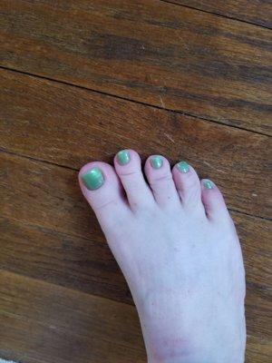 My pedicure with my color choice of polish