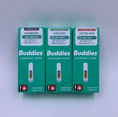 Buddies developed a proprietary Liquid Diamonds process that brings you uncut live resin, with zero distillate or additives.