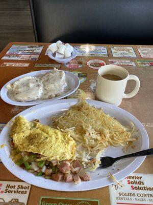 Denver omelette with biscuits and gravy