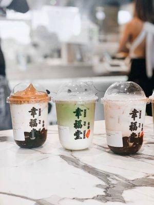 Dalgona Coffee Boba Milk, Matcha Boba Milk, Brown Sugar Boba Milk | IG: @joyyeats