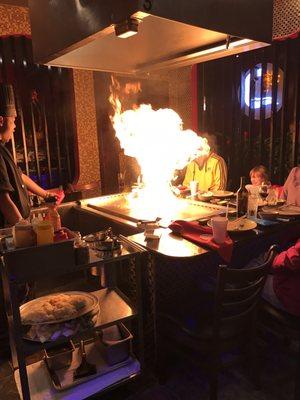 Hibachi chef cooking artistry!