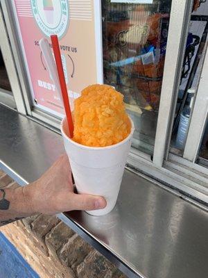 Dreamsicle stuffed with soft serve vanilla ice cream