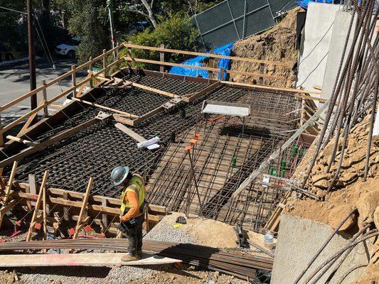 Rebar system for uphill project to build 2 story house