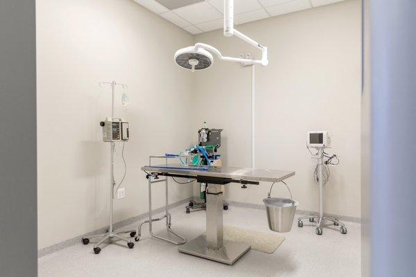 Fully equipped surgical suite with state of the art monitoring equipement.