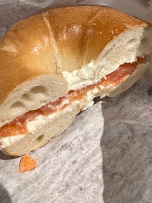 Bagel with cream cheese and lox