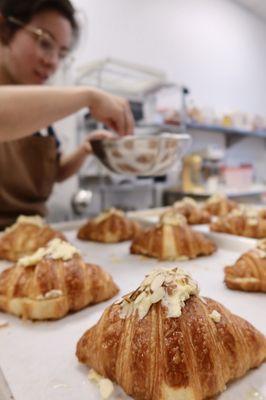 Weekend almond cream filled croissants on the way!