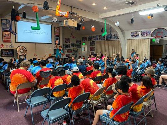 Sports Camp 2022, Pastor John Markum teaching.