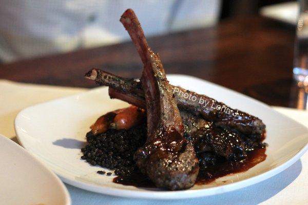 Australian Lamb Chops ($42) - black lentils du Puy, roasted carrots, balsamic demi-glaze