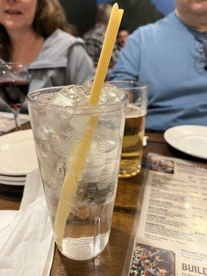 Water with noodle straw