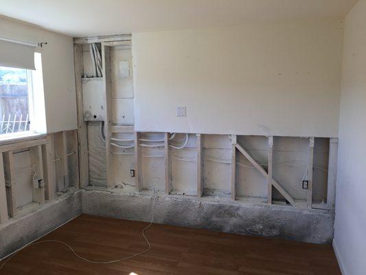 Post remediation & encapsulation of the the multiple sheetrock sweating walls