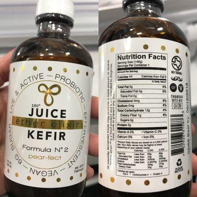 Pear flavor juice kefir with nutrition label. Great taste, love this!