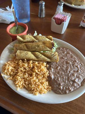 Taquito plate with no sour cream or cheese. Simply delicious!