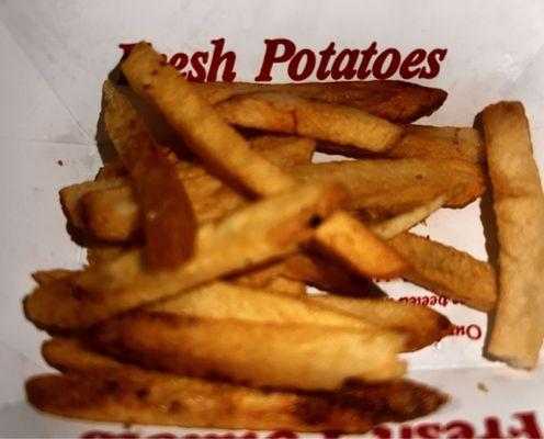 OVERfried, COLD, hard French fries. I think because of the holiday, they probably had fries sitting out ready to be ordered. Not even hot!