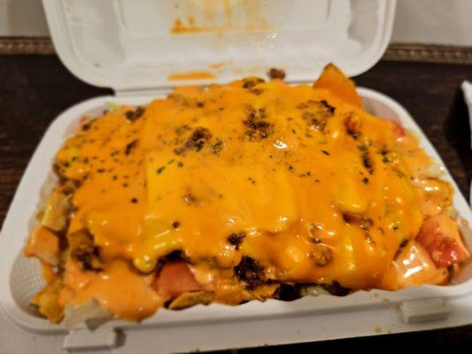 Loaded nachos with Impossible kefta