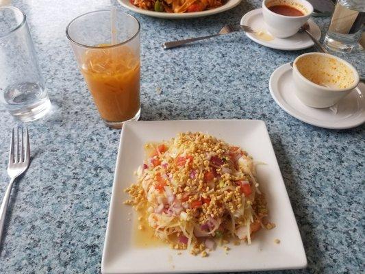 Thai iced tea with Papaya Salad, good!