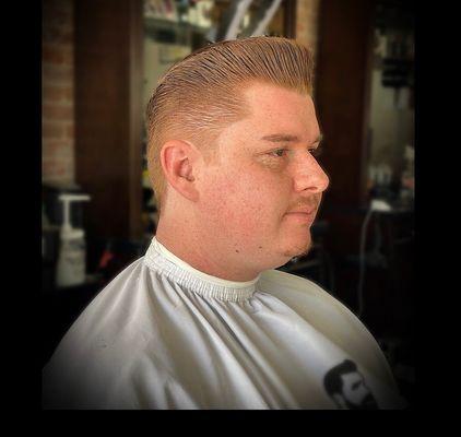 Haircut: Traditional Pompadour styled with Suavecito Pomade   Barber: AMG   Book with "AMG" the Barber