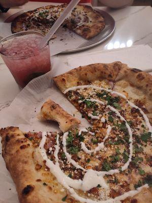 Elote Pizza and Summer Blackberry splash