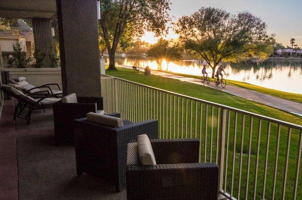 Sunsets from our balcony are one of a kind. Beautiful lake view reflect the colors of the Arizona sunset...