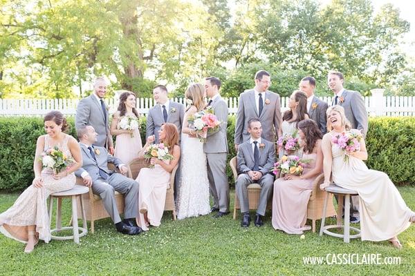 The grounds are gorgeous and definitely spacious enough for a large wedding party! This is next to the back patio!