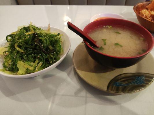 Sushi Sashimi and seaweed salad