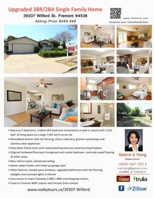 SOLD $801,000 ($112,000 OVER ASKING!) Escrow closed June 2015.