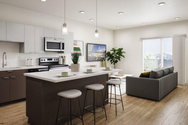 Kitchen with stainless steel appliances