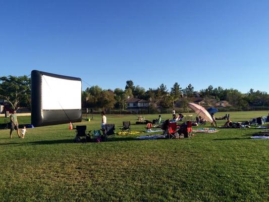 Summertime outdoor movie screen