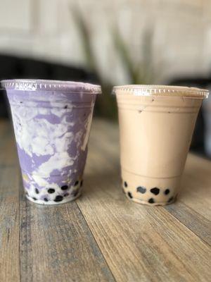 Taro milk tea and milk tea