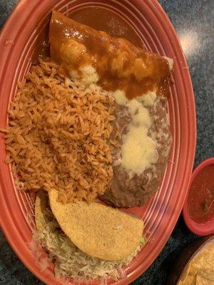 Crispy taco and enchilada combo meal