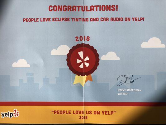 Recognized by yelp as most highly rated and best reviewed In our area