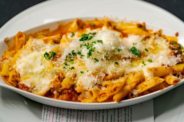 Baked Ziti served with house made sauce and baked to perfection