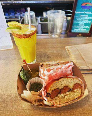 Spicy sausage sandwich, mezcalita