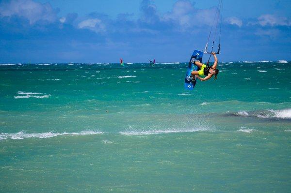 A shot of me doing what I love, kiteboarding.