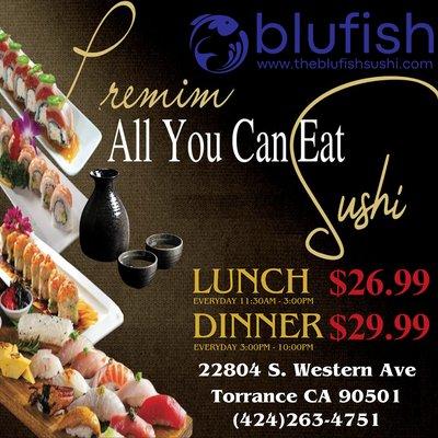 AYCE SUSHI
LUNCH - $26.99
DINNER - $29.99