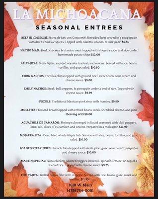 Seasonal Entrees