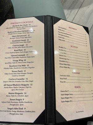 Cocktail list