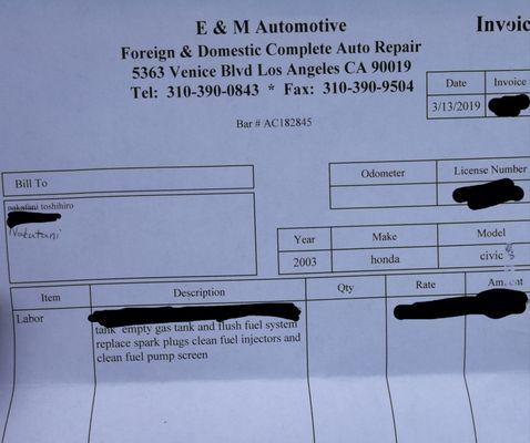 The invoice for the store, its not worth keeping.