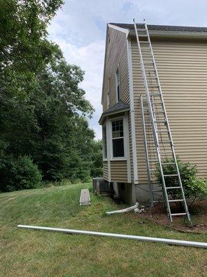 Repair down spout in Norfolk MA