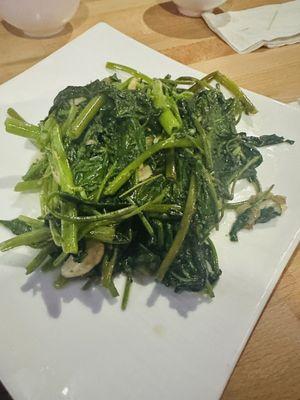 Our healthy entree, sautéed water spinach lol