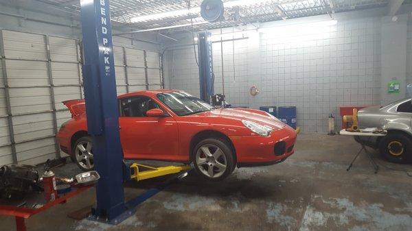 Porsche in for repair