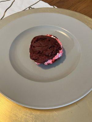 Red velvet cookie sandwich