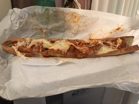 16" baguette chicken parmesan sub. It's GOOT