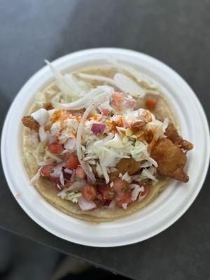 Fish taco, crispy and filling. 10/10