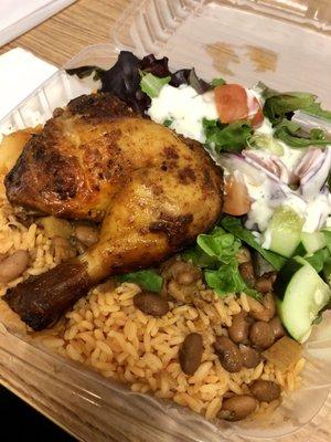 $6 Lunch Special: Rice, beans, and salad with 1/4 chicken