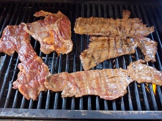 Cooking up some of their beef fajitas!