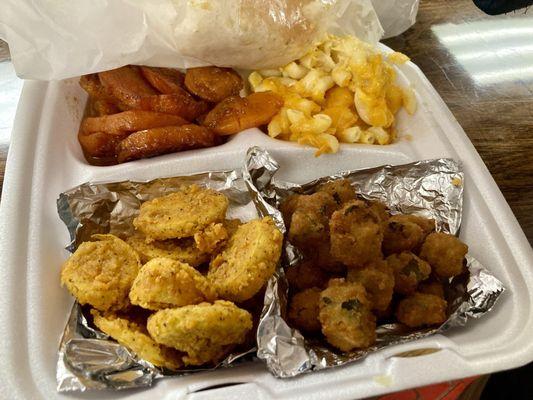 Vegetable Plate...Fried Okra, Fried Squash, Yams & Mac and Cheese