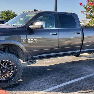 2014 Ram 3500 Lift wheels and tires done by Modern Diesel LLC Austin TX