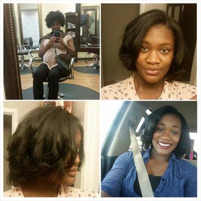 Shampoo,cut, and flat iron of natural hair by Monica