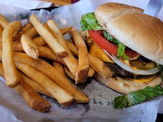 Big Cowboy Burger with fries